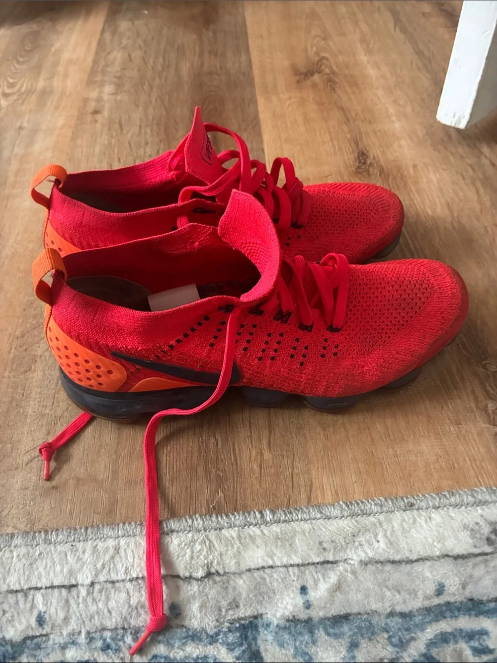 Nike Kids Bright Red Knit Sneakers with Orange Heel Tab